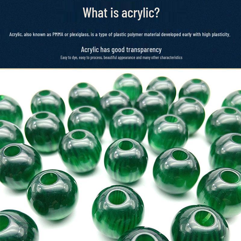 Green Imitation Jade Round Acrylic Beads for DIY Jewelry.