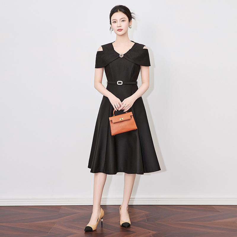 

Женское весенне-летнее французское вечернее платье умеренной зрелости - Дизайн для формального случая L чёрный