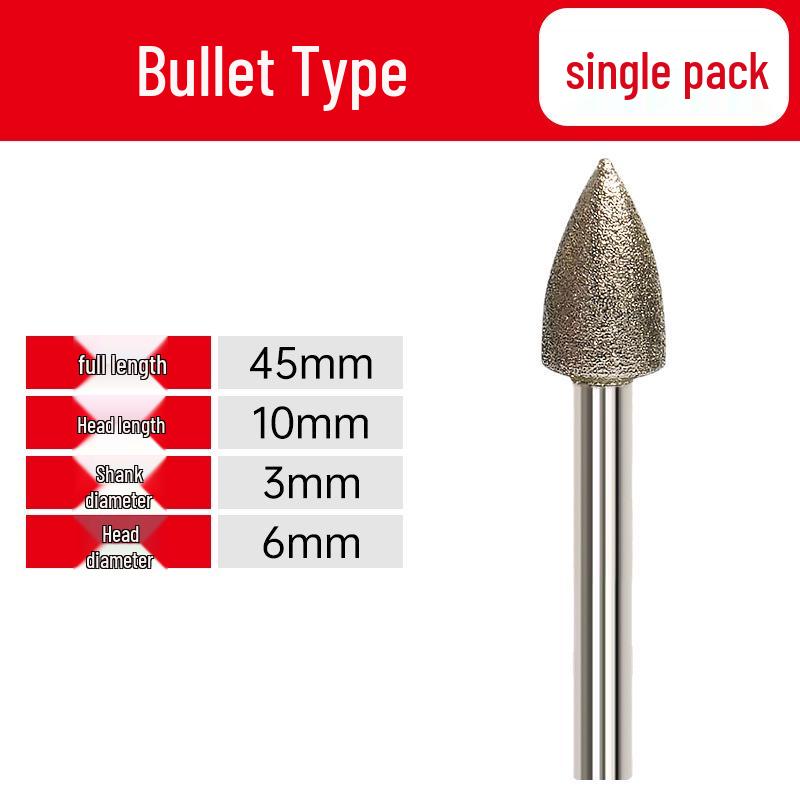 Emery Grinding Head for Metal and Jade Polishing, 3MM Electric Carving Tool.