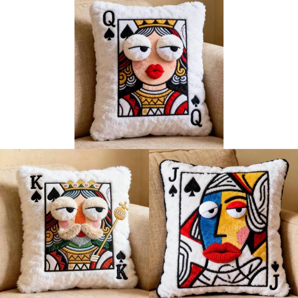 Kristallwasser-Plüsch-Spielkartenkissen mit Stickerei und süßem Charakterdesign für Geschenke und Wohnzimmerdekoration