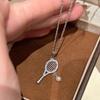 Collana con Pendente Diamante Rosa Racchetta da Tennis da Donna Lusso Leggero Alto Senso