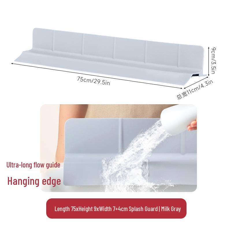 Silicone Non-Slip Sink Splash Guard with Suction Cups - Water Barrier & Separator