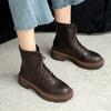 Fashion 2024 New Genuine Leather Winter ZIP Women Boots Fashion Round Toe Chunky Heel ANKLE Boots Platform Shoes Women Shoes Stretch