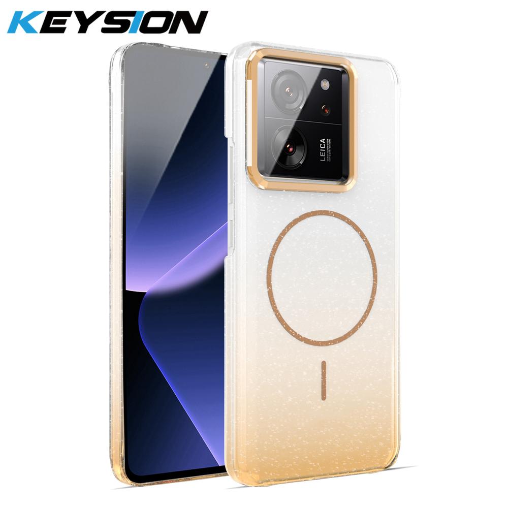 

KEYSION Luxury Gradient Glitter Magnetic Phone Case for Xiaomi 13T Pro 5G Transparent Hard PC Shockproof Cover for Xiaomi 13T 5G for Xiaomi 13T золотой