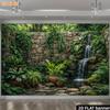 2D Patio Garden Banner with Potted Plants and Ferns Photo Booth Background Cloth