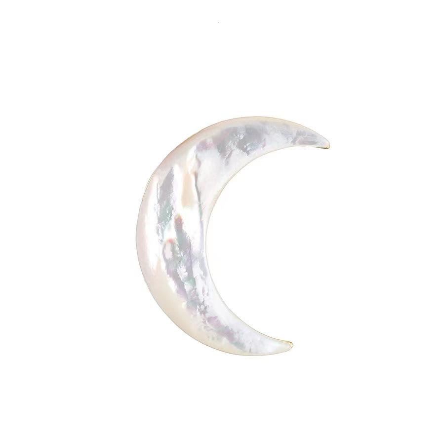 Elegante Spilla a Forma di Luna in Conchiglia Naturale – Spilla Stile Retrò per il Colletto da Donna