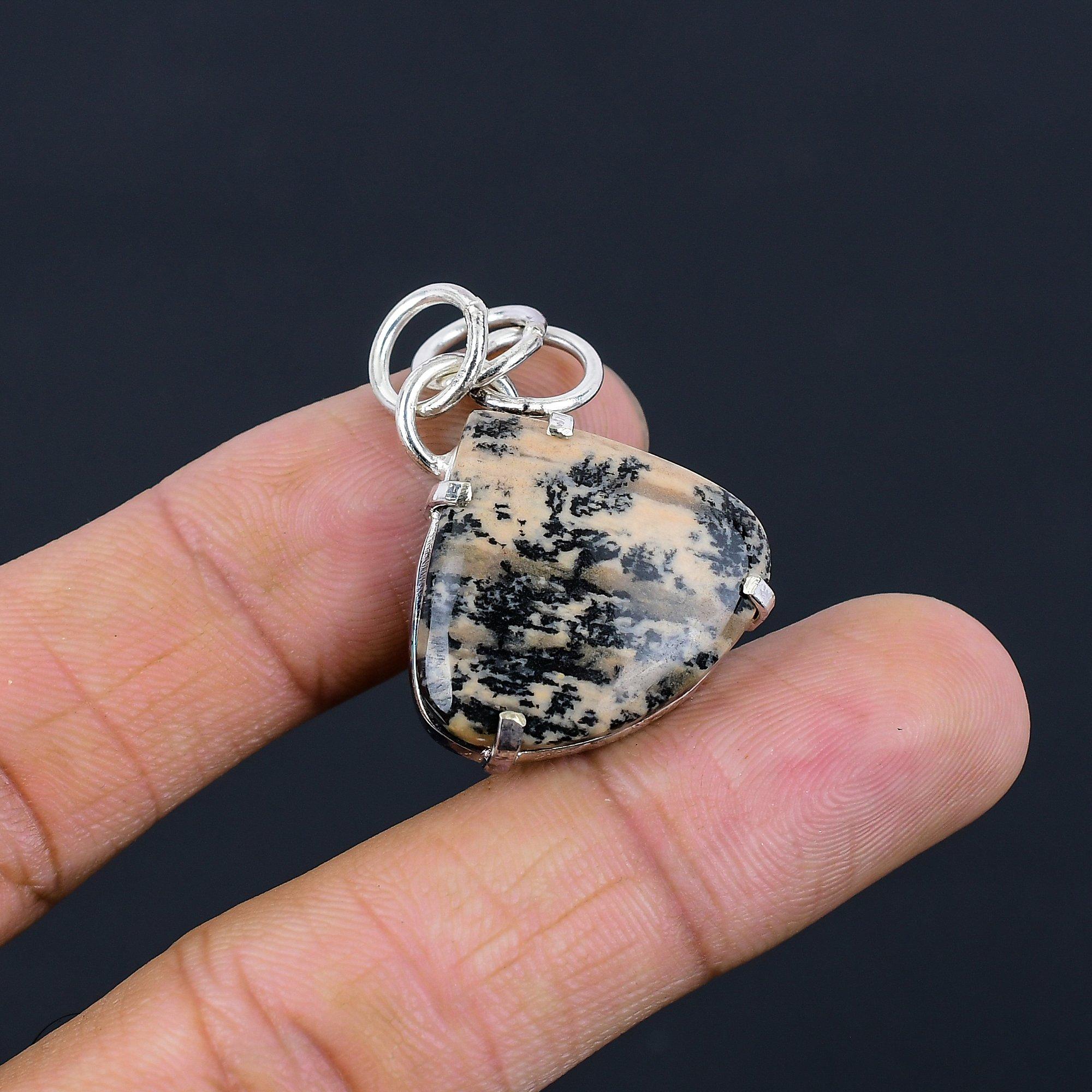 Daughters Day Sale Natural Honey Dendrite Pendant Jewelry 925 Sterling Silver