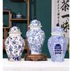 New Chinese Style Ceramic Jar Vase Entrance DecorationTV cabinet Decoration Hexagonal General Jar