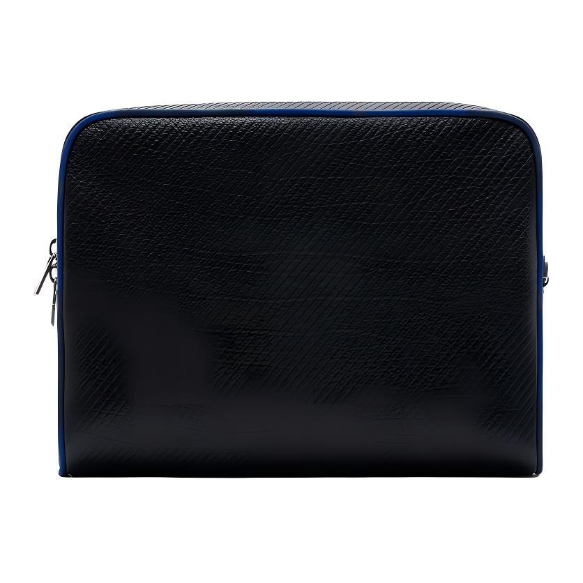 Burberry Textured Leather Zip Pouch Black Blue Structured Clutch Bag for Women Daily Office Travel 80851681 Basic Set BagDust Bag 25430₽