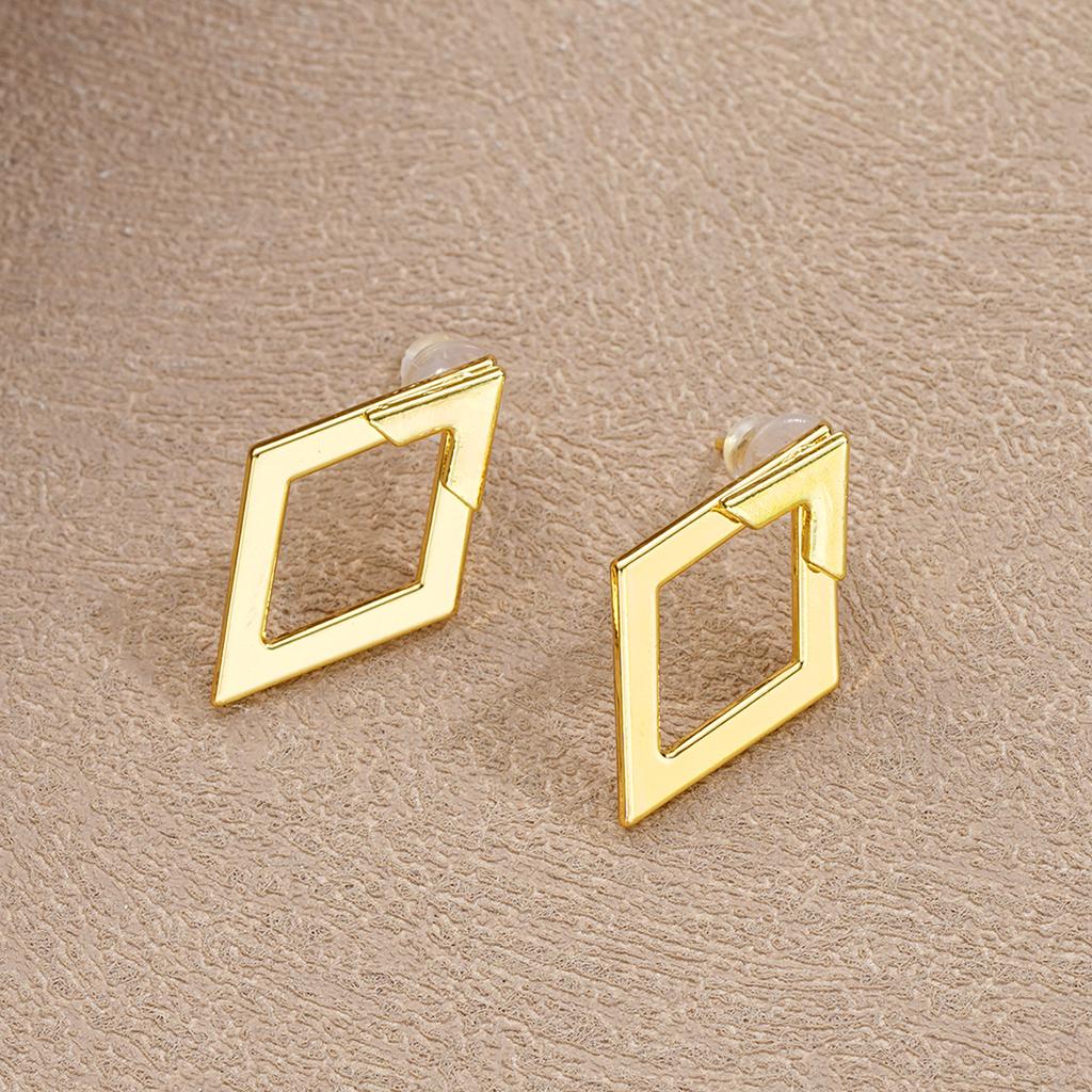 1 Pair Of Minimalist Geometric Diamond Earrings, Versatile And High-End Earrings, Suitable For Commuting And Leisure, With A Panoramic View
