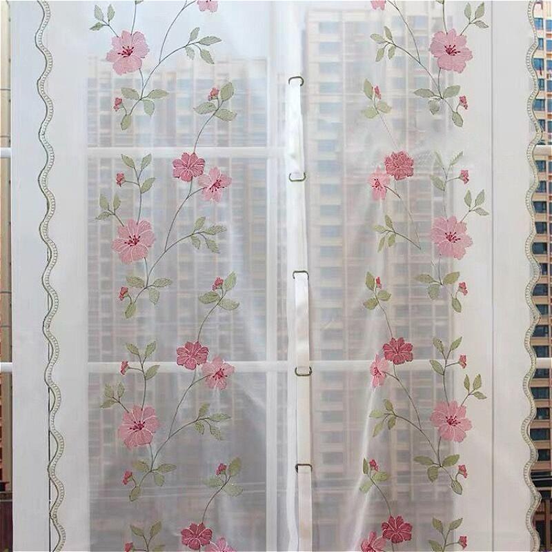 2026 Flower Embroidery Pulling Curtain Window Screen Lace Curtains, Lifting Curtains, Partition Curtains, Balloon Curtains