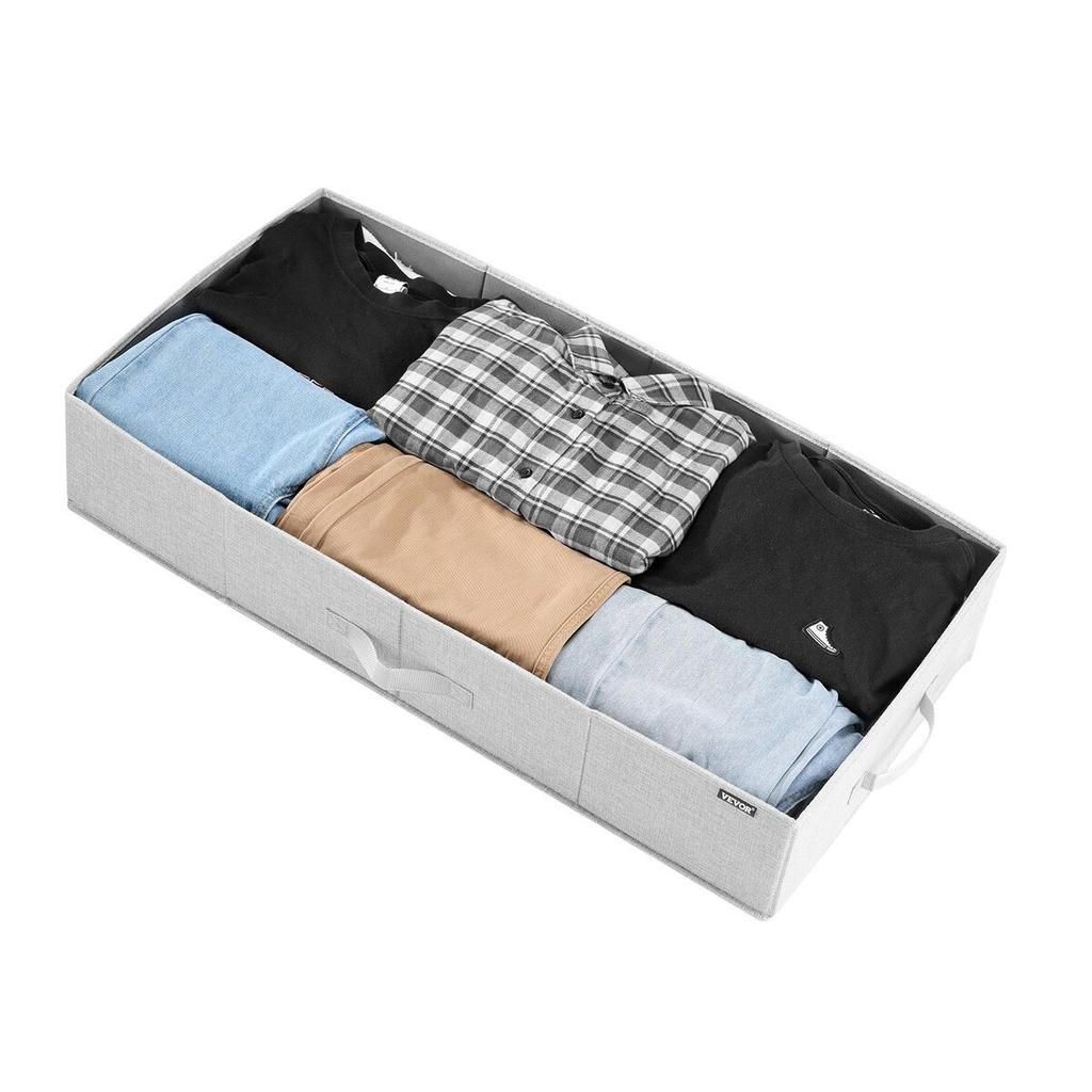 Under Bed Storage with Lids, 805 x 405 x 155 mm, 48L Large Underbed Clothes Storage Containers, Low Profile Gray Under Bed Drawer Shoe Organizer Bins