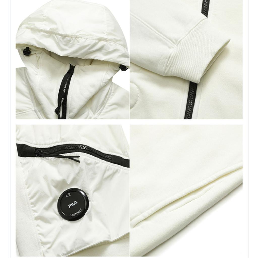 Fila C.P. Company Collaboration Knitted Logo Sports Hoodie Jacket Men Jackets A11M149503F-WT