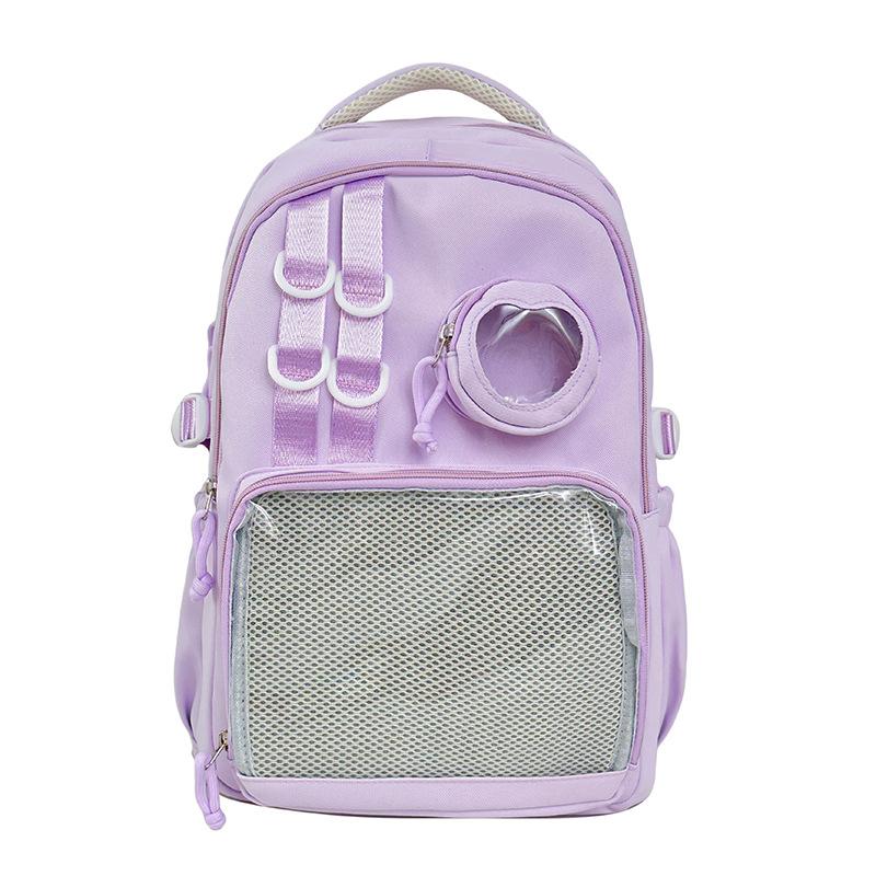 Cute College Student Backpack College Style Transparent Schoolbag Solid Color Bar Pain Bag Junior High School Simple Niche Backpack