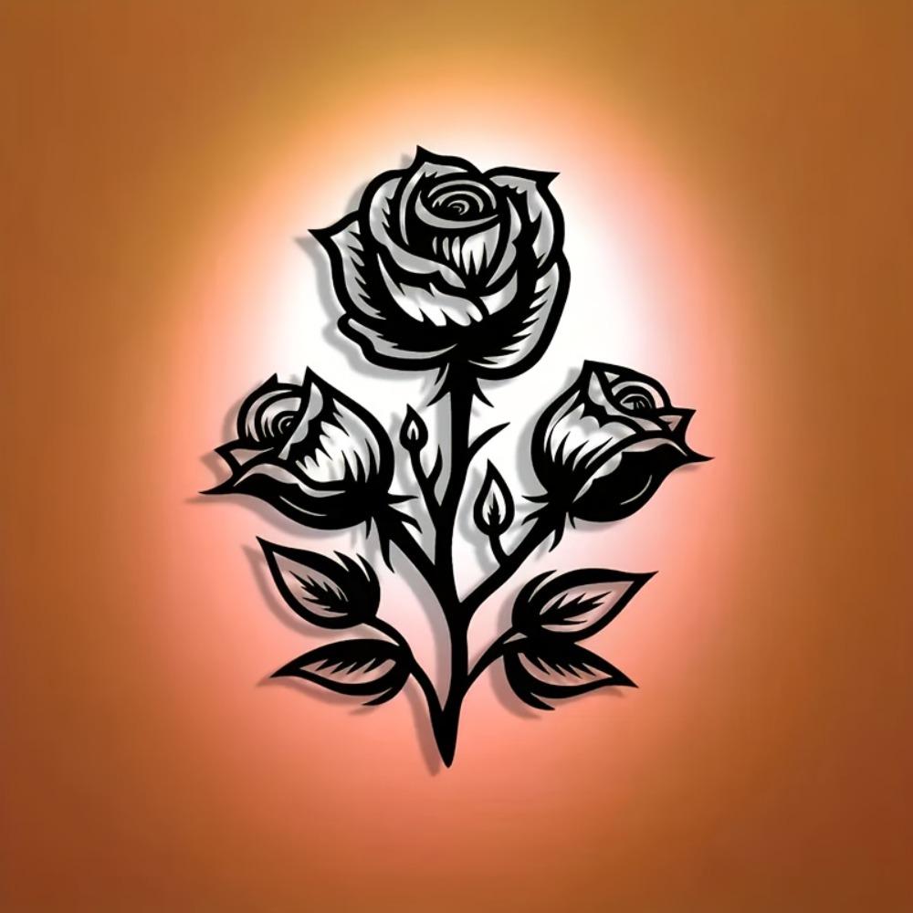 Laser Cut Rose Metal Wall Art Modern Home Office Decor Premium Craft Sign
