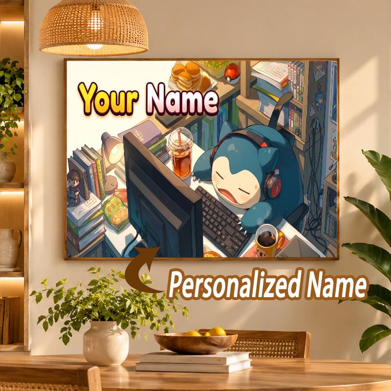 Snorlax Custom Name Diamond Painting Personalized 5D Full Drill DIY Diamond Art Home Decor