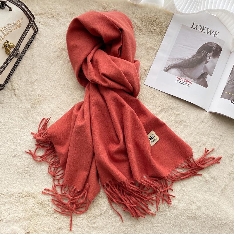 Solid color imitation cashmere scarf women's winter men's couple shawl dual-purpose warm long thickened