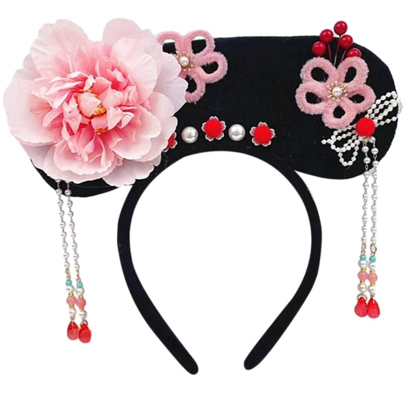 Chinese Princess Hairbands Traditional Headbands Princess Headpiece Costume Chinese Princess Qitou with Flower