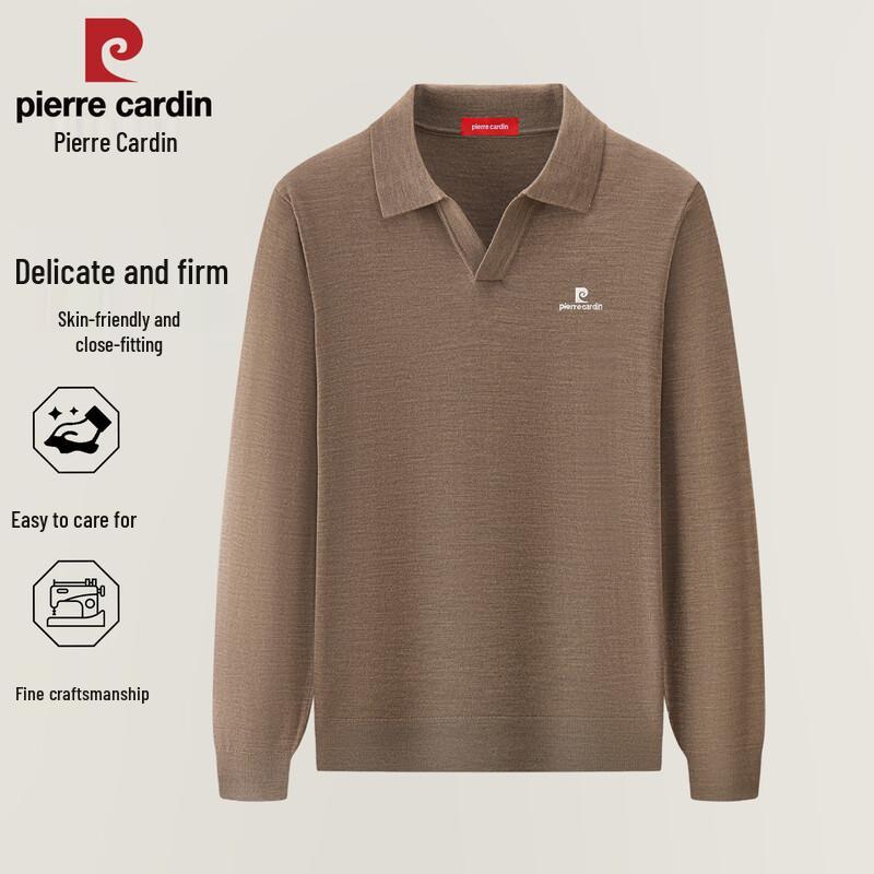 Pierre Cardin Men's 100% Merino Wool Long-Sleeve Knit Polo Shirt