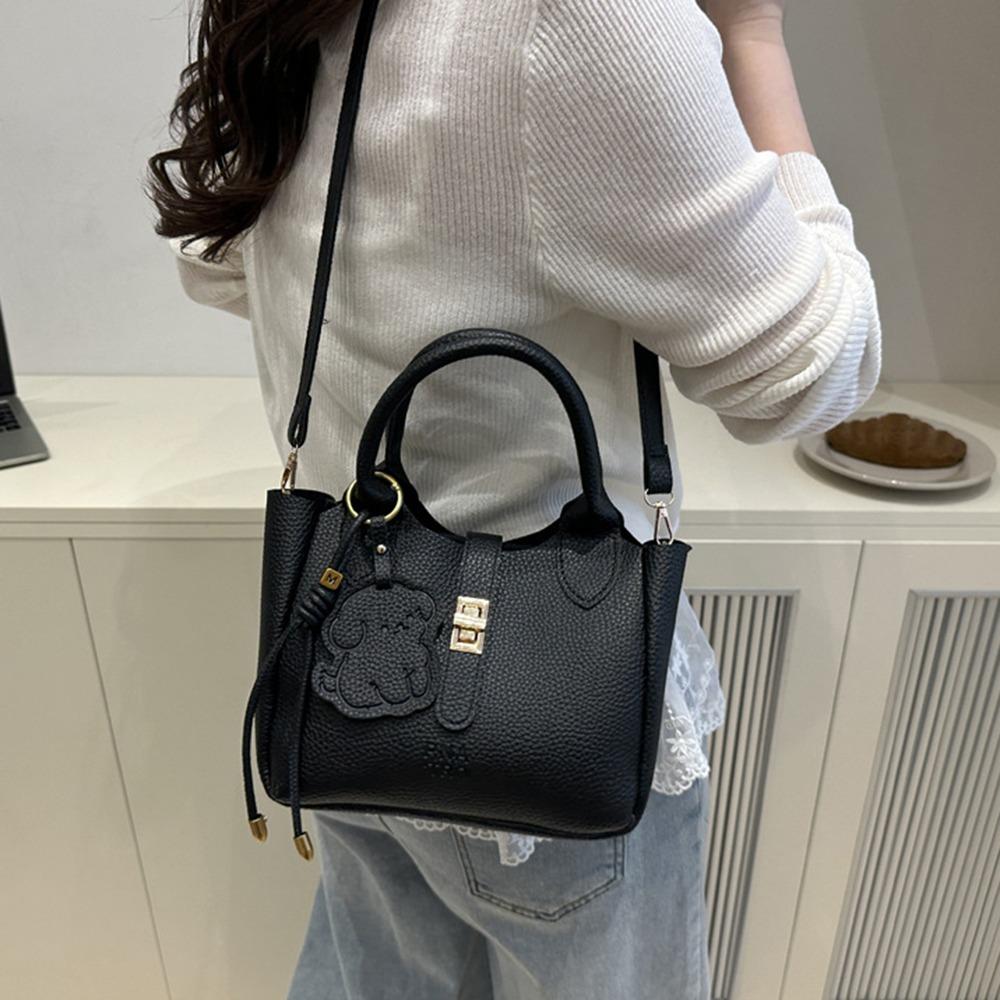 Chic Slant Cross Bucket Bag Cute Women's Tote Bag Korean PU Leather Shoulder Bag  Female