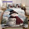 Snowman Pattern Bedding Quilt Set Quilt Cover Pillowcase Home Decoration Birthday Gift (1 * Duvet Cover + 2 * Pillowcase, Without Core)
