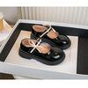 Children's Shoes Spring and Autumn New Korean Version of Bow Girl Princess Shoes Students Single Shoes Small Black Leather Shoes Tide
