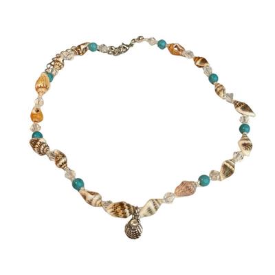 Frauen Muschel Halsband Stil Perlen Meeresschnecke verstellbare Länge Urlaub Geschenk Lady Hals Schmuck