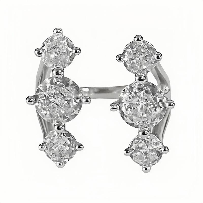 Αστέρι Άκρου Δακτύλου~ Εκρηκτικό Διπλό Κεφάλι Δαχτυλίδι Ζιργκόν Γυναικείο Ειδικό Σχέδιο Ελαφριά Πολυτέλεια Αρθρωτό Δαχτυλίδι Προηγμένη Αίσθηση Δαχτυλίδι Στοίβαξης