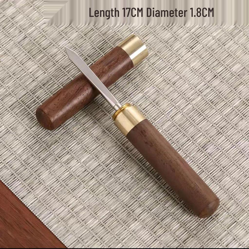 Small Ebony Rosewood Tea Knife & Needle for Pu'er Tea Ceremony with Laser Logo