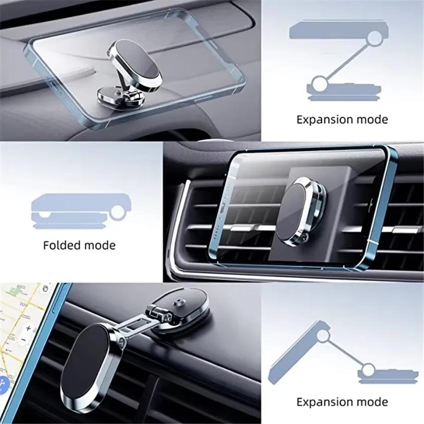 Magnetic Car Phone Holder Magnet Smartphone Support GPS Foldable Phone Bracket in Car For iPhone 15 13 12 11 Samsung Xiaomi 5
