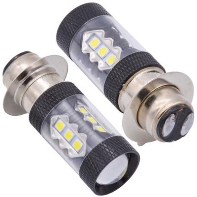 2Pc 80W Xenon White Led Motorbike Atv Headlight Fog Light Bulb 6500K P15D
