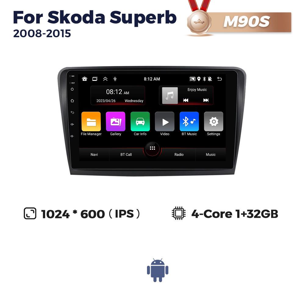 Navifly Android Auto Wireless Carplay For Skoda Superb 2 B6 2008 2009 2010 2011 2012 2013 2014 2015 Multimedia Car Radio Player