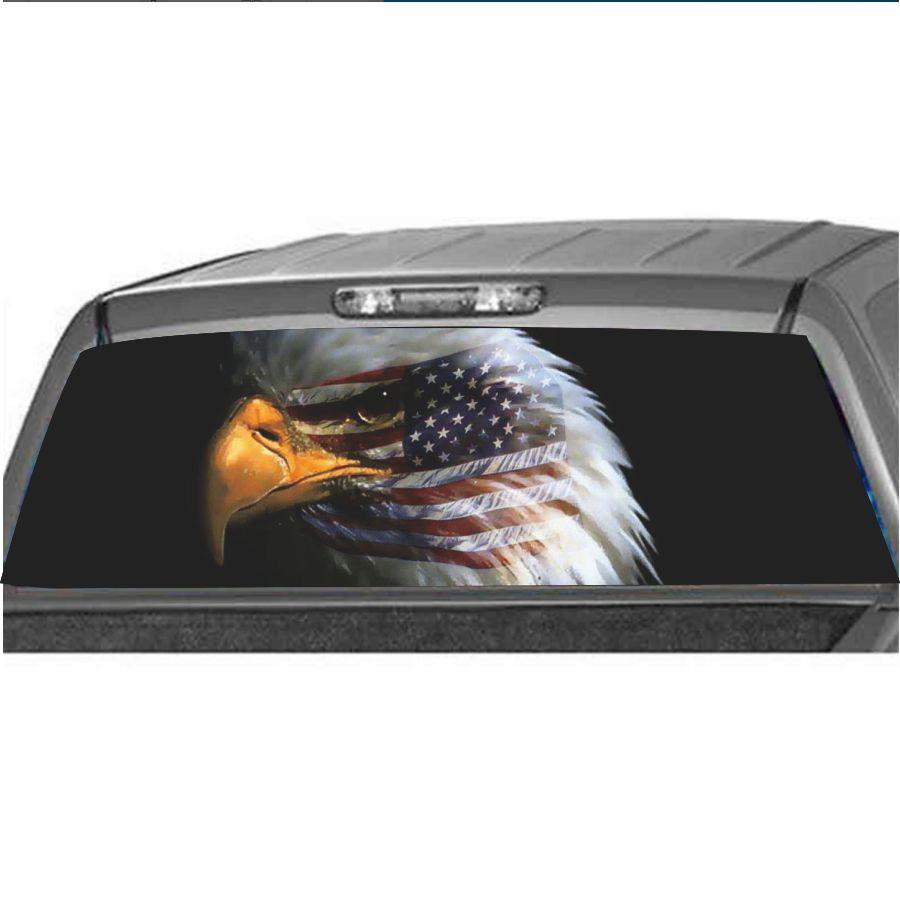 American Flag Eagle Graphic Tint Decal Rear Window Sticker For Truck Jeep SUV 3D