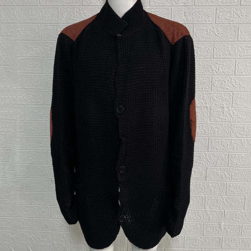 2025 Autumn/Winter Men's Slim Fit Cardigan Sweater with Turn-Down Collar in Plus Sizes - European and American Style.