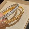 Copper Plated Wheat Motif Bracelet With Elegant Design For Women