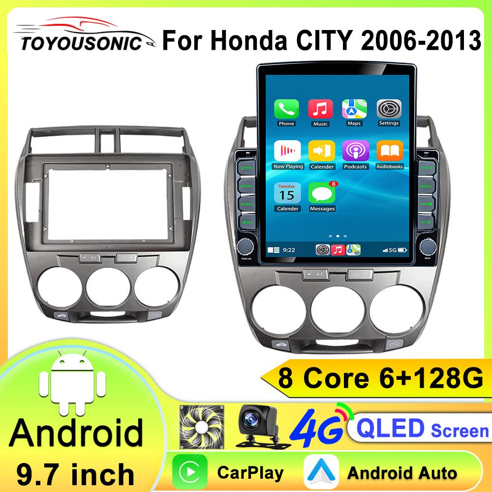 Android 13 Auto Car Radio Multimedia Video Player For Honda City 2006 - 2013 Navigation GPS Carplay WIFI+4G 360 Camera Head Unit