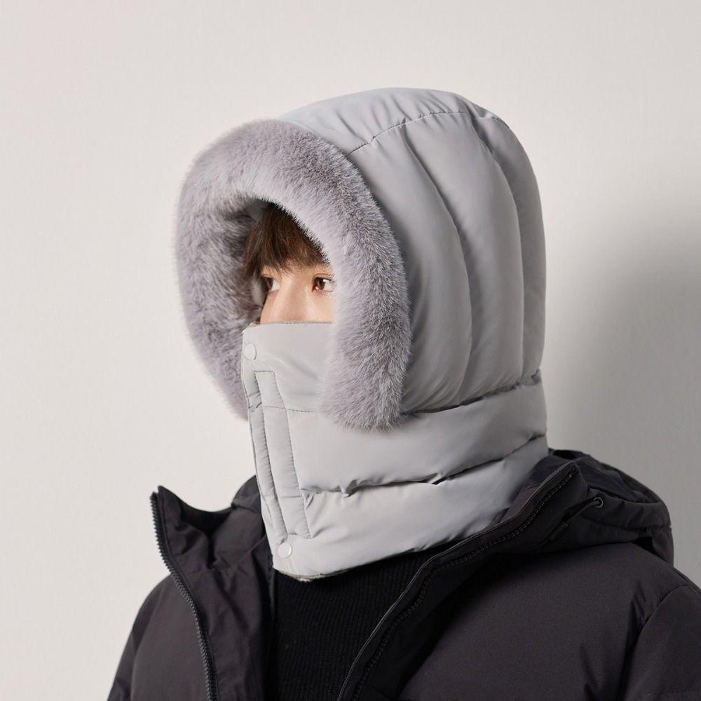 Keep Warm 3-in-1 Winter Cycling Hat Cold Resistant Head Cover Warm Scarf Face Mask Velvet Windproof Lei Feng Hat Women