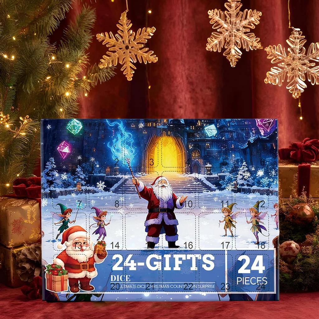 Weihnachts-Würfel-Countdown-Kalender 24-Tage Gemischter Advents-Countdown-Kalender Inklusive Würfelset für Familie Männer Jugendliche Erwachsene Mädchen