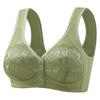 Red Front Button Wireless Bra with Lace Overlay and Wide Straps