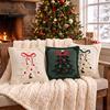 Washable Throw Pillow Covers Christmas Plush Pillowcase, 3D Embroidered Design Soft Decorative Pillows for Couch Cover, Cushion Cover Holiday