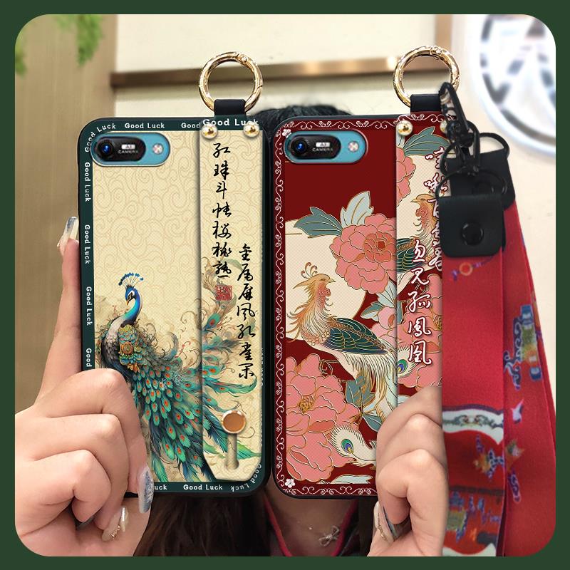 Elderly lady Kickstand Phone Case For Itel A25/A35/A25 Pro Lanyard Anti-knock Silicone Fashion Anti-dust Wristband Ring