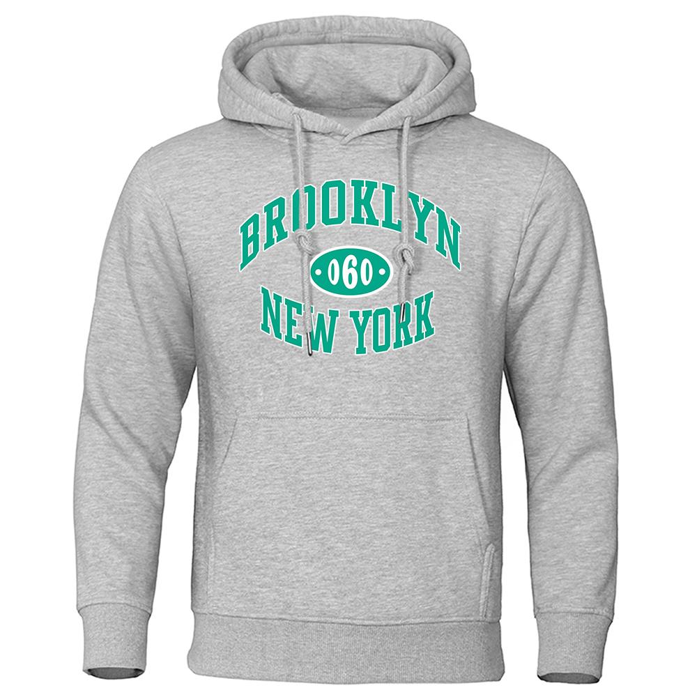 Brooklyn New York U.S.A Printing Men's Hoodie Autumn Winter Loose Clothing Warm Fleece Sweatshirts Fashion Casual Sportswear