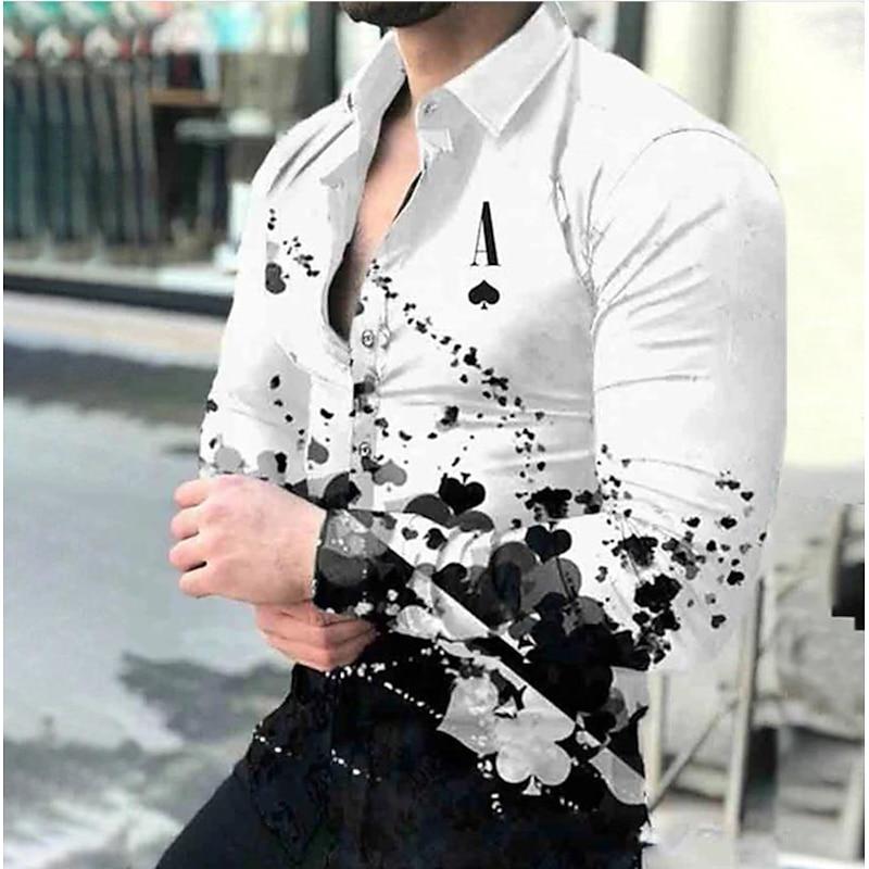 Men's Shirts Poker Black Pink White a Series of Men's New Casual Outdoor Party New 2024 Men's New Tops