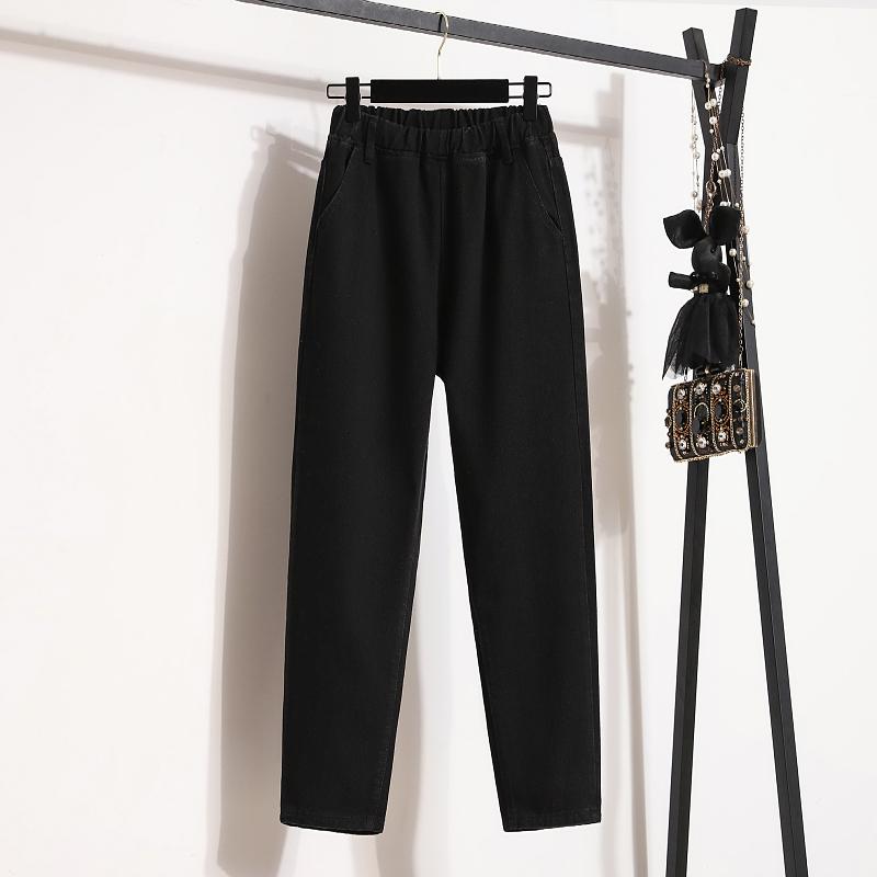 

DIMANAF 2025 Summer Basic Elastic Jeans Pants Women Loose Casual Denim Harem Trousers Big Blue Pants 3XL
