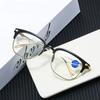 Reading Glasses for Men Business Half Metal Frame Presbyopic Eyeglasses Vintage Anti Blue Light Farsighted Eyewear +1.0 To +4.0