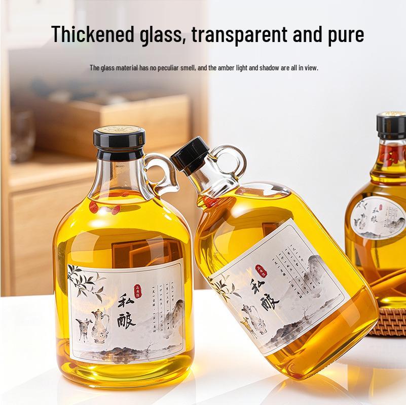 Thickened Glass Baijiu Bottle for Homebrew & Storage - Green Plum & Grape
