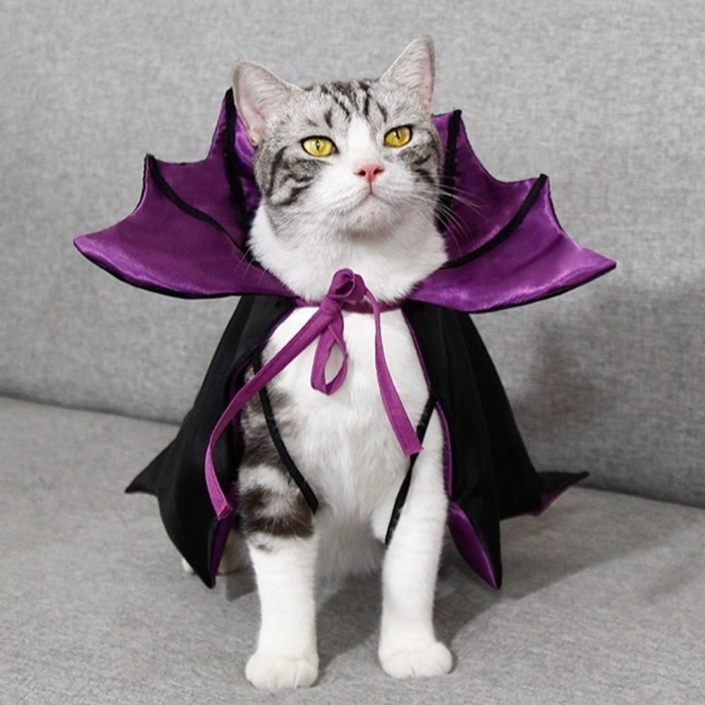 Adjustable Cat Cosplay Cloak Stand-collar Kitten Dress Funny Halloween Pet Costume  Cat