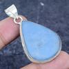 Natural Angelite Stone Gemstone 925 Sterling Silver Jewelry Pendant 2.01" m6U51