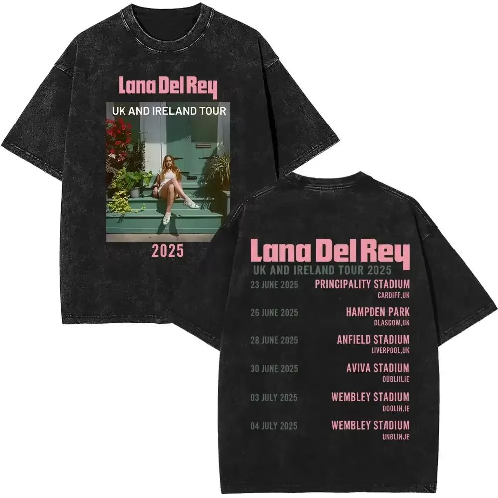 T-shirt Grafica Lana Del Rey Occhi Vintage Lavata Uomo Donna Moda T-shirt Oversize a Maniche Corte Maschile Casual Cotone