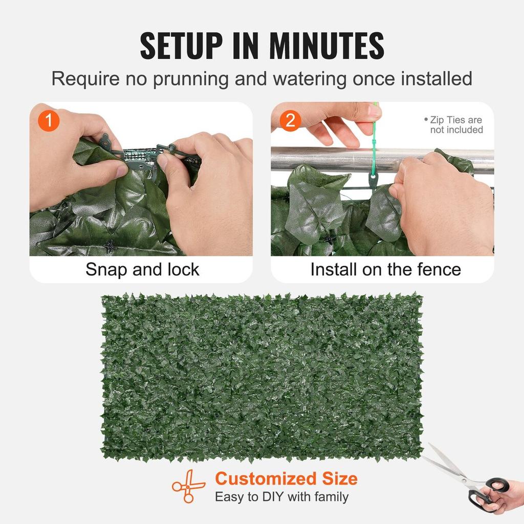 Ivy Privacy Fence, 1.5 X 3m Artificial Green Wall Screen, Greenery Ivy Fence with Mesh Cloth Backing and Strengthened Joint, Faux Hedges Vine Leaf
